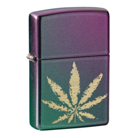 Zippo Lighter - Diseño de cannabis Iridescent grabado