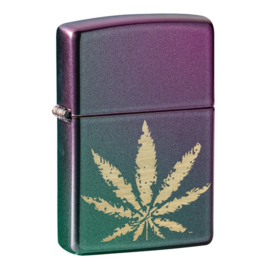 Zippo Lighter - Cannabis Design Iridescent indgraveret