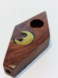 Beautiful Wooden Smoker Pipe 8cm with half Moon sign