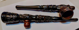 Pipa/Chillum per fumatori a 2 vie in legno marrone molto bella, 25 cm