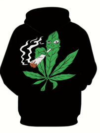 Svart luvtröja Cannabis Leaf