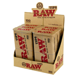 RAW pre-rolled tips in metal box