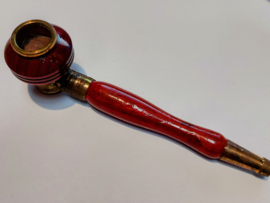 Bellissima pipa per fumatore in legno marrone e rosso da 13 cm