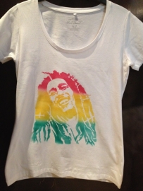 t-shirt com imagem Rasta aerógrafo por Bob Marley