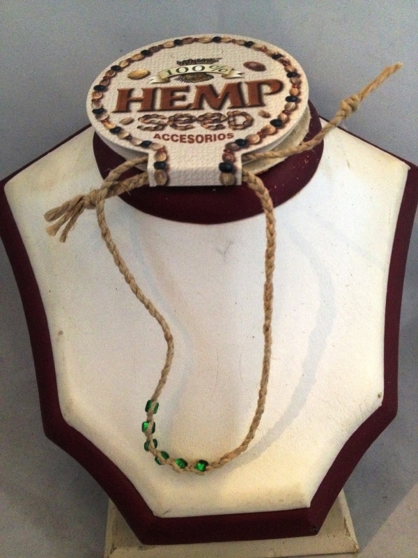 White flat Hemp, black/green and white flower glass pendant Surfer Style  Choker Necklace, custom hemp necklaces