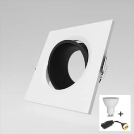Inbouwspot | Kantelbaar en richtbaar | LED | Vierkant | Dimbaar | Wit en Zwart