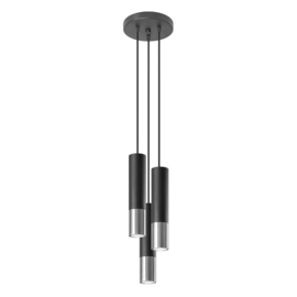 Hanglamp | 3 | Zwart met zilveren buitenzijde | Rond | Luxe LED | Dimbaar