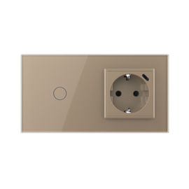 Livolo | Goud | 1+SR | Aan/Uit | Schakelaar | Wandcontactdoos + USB-C Oplader