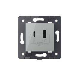 Livolo | Grijs | SR | Module | USB + USB-C aansluiting