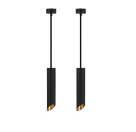 Hanglamp | 2 | Zwart met gouden binnenzijde | Luxe LED | Dimbaar