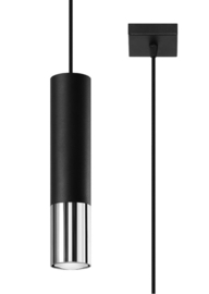 Hanglamp | 1 | Zwart met zilveren buitenzijde | Luxe LED | Dimbaar