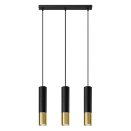 Hanglamp | 3 | Zwart met gouden buitenzijde | Luxe LED | Dimbaar