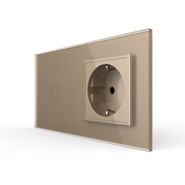 Livolo | Goud | 1+SR | Dimmer | Schakelaar met wandcontactdoos