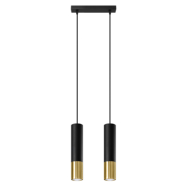 Hanglamp | 2 | Zwart met gouden buitenzijde | Luxe LED | Dimbaar