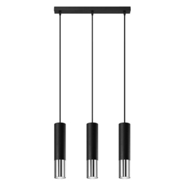 Hanglamp | 3 | Zwart met zilveren buitenzijde | Luxe LED | Dimbaar