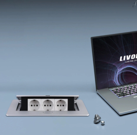 Livolo | Pop-Up stekkerdoos | Zwart | Push | Inbouw | USB & USB-C + 2 Stopcontacten - Wit