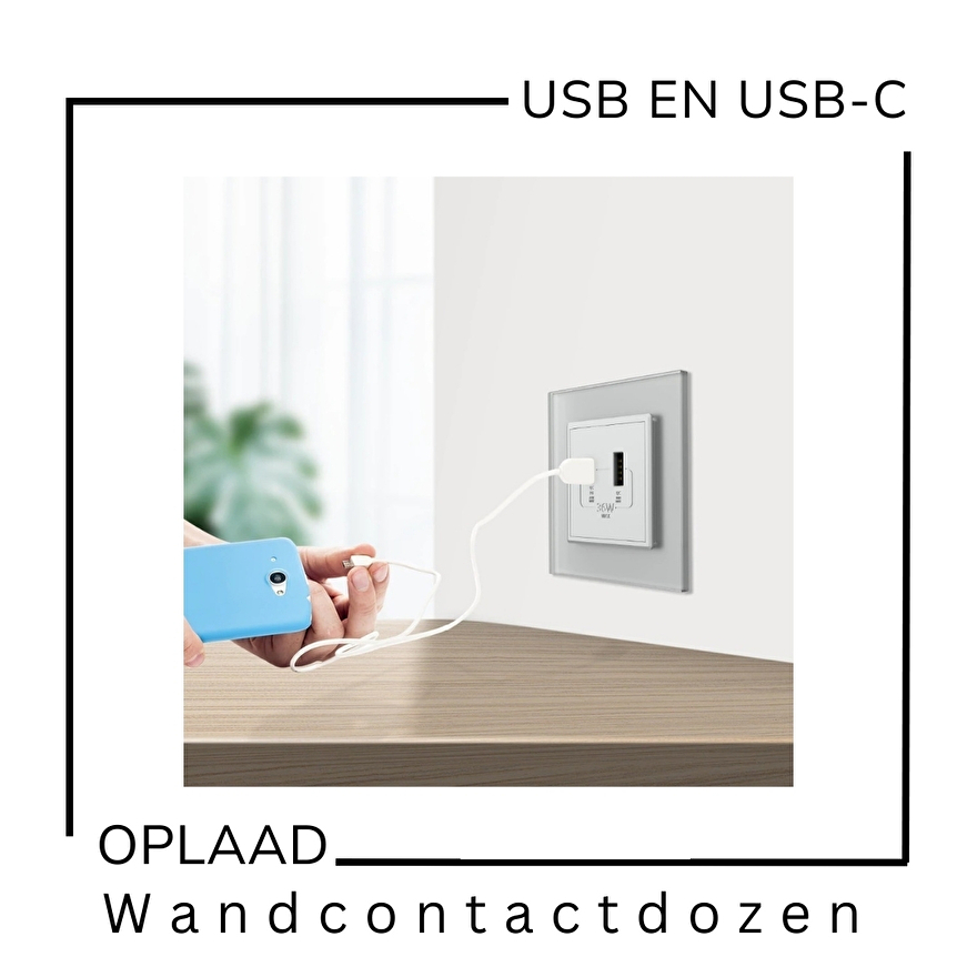 Wandcontactdozen met usb-C oplader