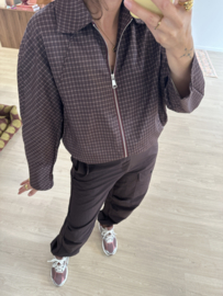 Check bomber jacket - brown/aubergine