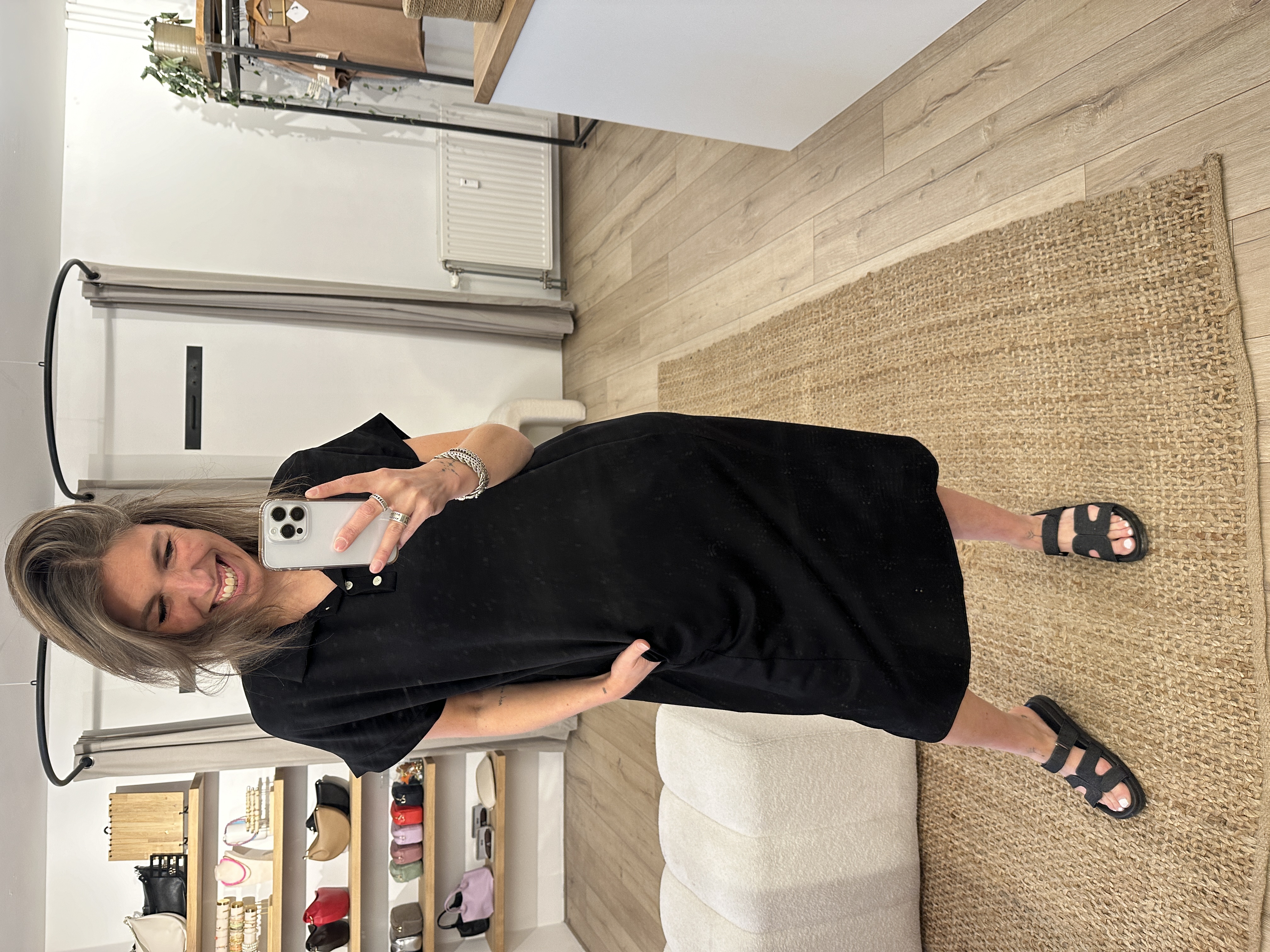 Polo pocket dress - black