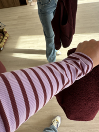 Stripe rib longsleeve Azzurro - lila/bordeaux