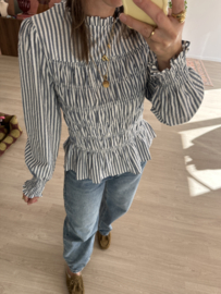 Stripe smog blouse top Azzurro - blue light
