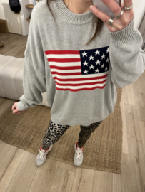 Flag knitted pull Azzurro - grey