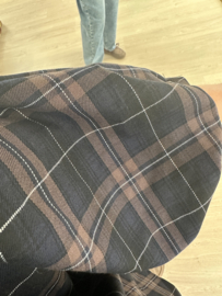 Check puff button blouse 2.0 - brown/black