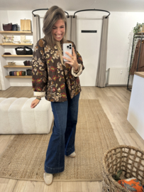 Print kimono jacket Azzurro - dark brown