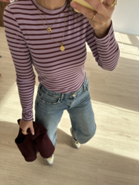 Stripe rib longsleeve Azzurro - lila/bordeaux