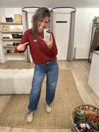Basic alpaca pull Azzurro - dark red
