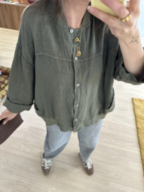 Linen blouse jacket - army green