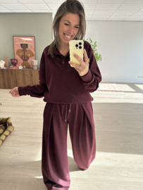 Soft fold pants - aubergine/bordeaux
