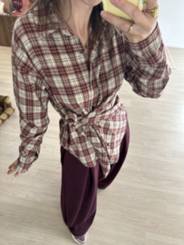 Check knot blouse Azzurro - bordeaux