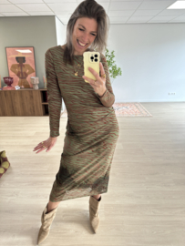 Print mesh long dress Azzurro - green
