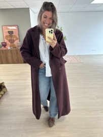 Long mantel coat Azzurro - bordeaux