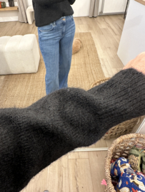 Basic alpaca pull Azzurro - black