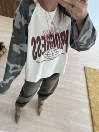 Camo baseball print longsleeve - army green