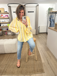 Aztec wide blouse Azzurro - yellow