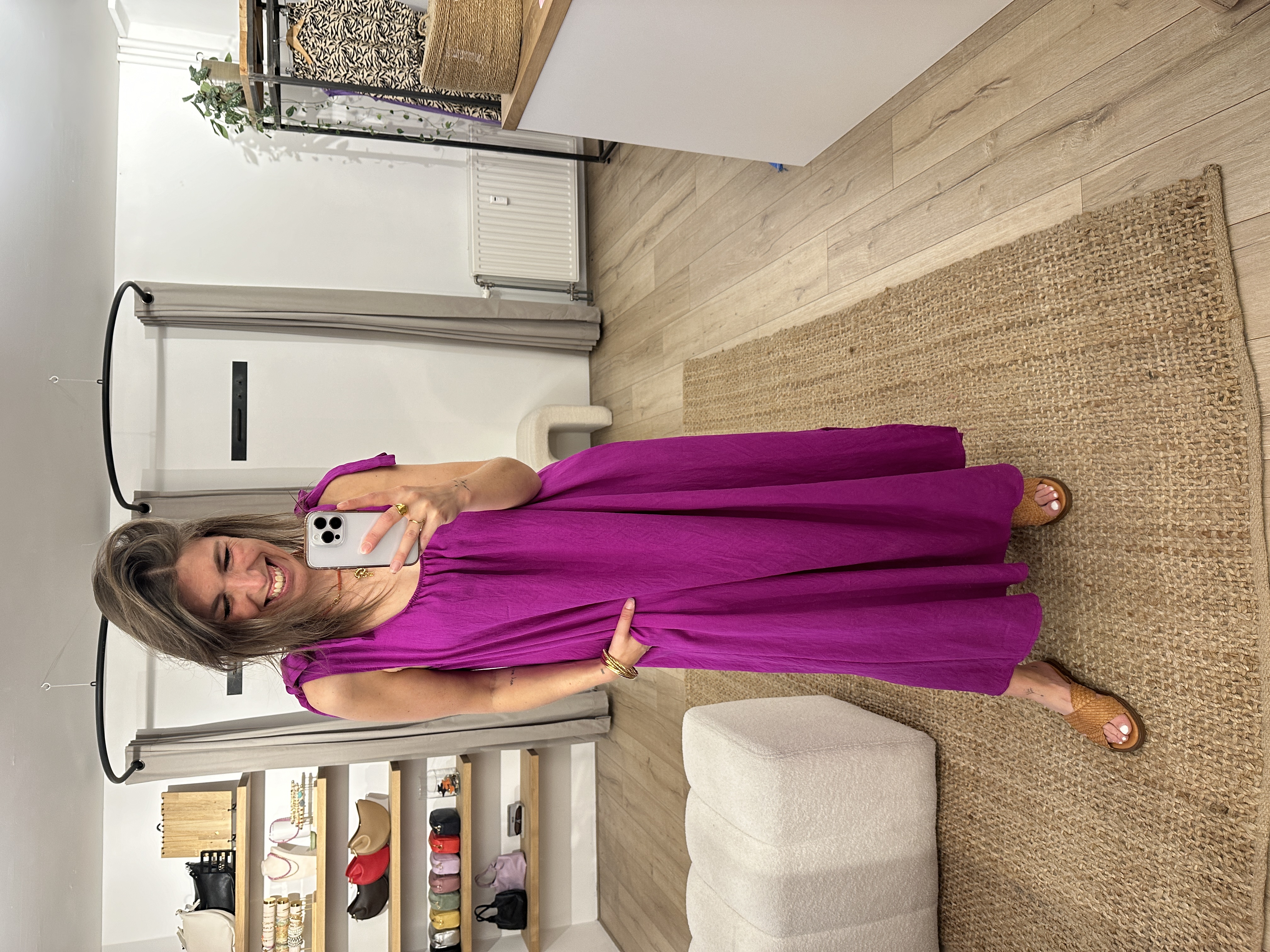 Long bow dress Azzurro - magenta