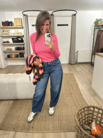 Rib longsleeve pull Azzurro - pink