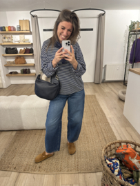 Stripe loose longsleeve Azzurro - dark blue
