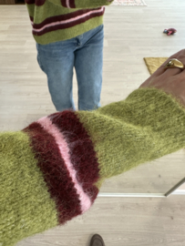 Stripe double knitted pull Azzurro - green/bordeaux