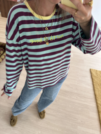 Stripe text longsleeve - aqua/purple