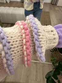 Stripe knitted cardigan Azzurro - lila/pink