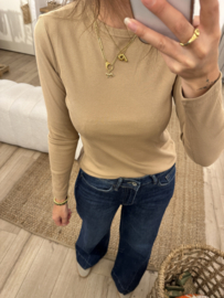 Basic rib longsleeve Azzurro - camel