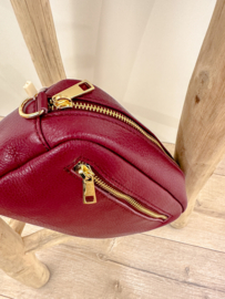 Leather classic crossbody bag - bordeaux