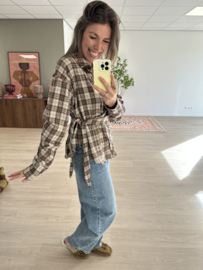 Check knot blouse Azzurro - brown