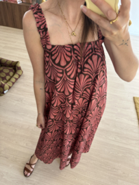 Print smog long dress - pink