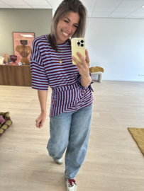 Stripe scarf tee Azzurro - blue/bordeaux