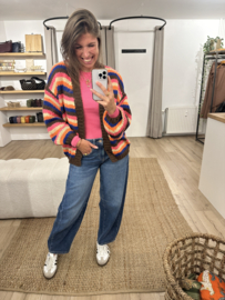 Rib longsleeve pull Azzurro - pink